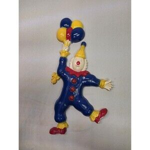 Vintage Burwood products clown with balloons colorful 1980s hanging decor wall